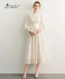 Extravagantní popůlnoční krémové šaty "Modesty" - vel. 32