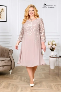 Pudrově růžové lehké šifonové midi šaty "Jilly"