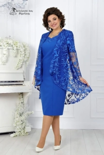 Královsky modré pouzdrové šaty s krajkovým kardiganem "Dominique" 