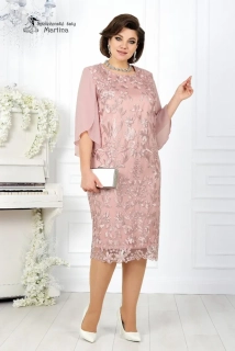 Pudrově růžové pouzdrové šaty "Julianna" s netopýřími šifonovými rukávy