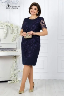 Tmavě modré pouzdrové šaty s krátkým rukávem "Arista" pro svatební maminku či hosta 