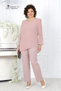Pudrově růžový elegantní společenský kalhotový komplet "Apolena" 