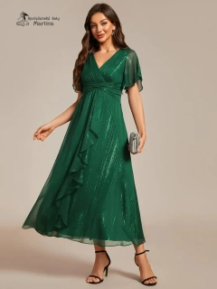 Zelené midi šaty "Natasha" s volnými rukávy