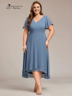 Midi staromodré XXL asymetrické šaty s volným rukávem "Maisie"