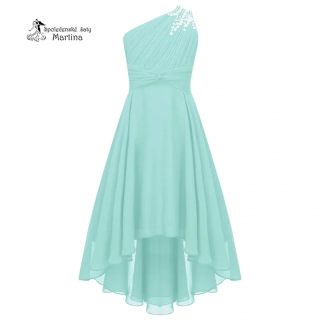 Mintové asymetrické dívčí šaty "Nikolka" na jedno rameno 6-16 let