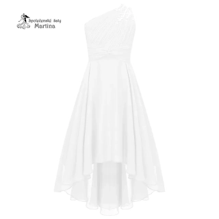 Bílé asymetrické dívčí šaty "Nikolka" na jedno rameno 6-16 let