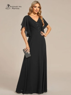 Černé společenské šaty "Spring" s volnými rukávy