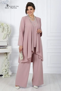 Pudrově růžový 3-dílný kalhotový set "Jewella"