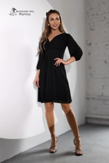 Černé lehké šifonové koktejlky "Maja" s ¾ rukávem