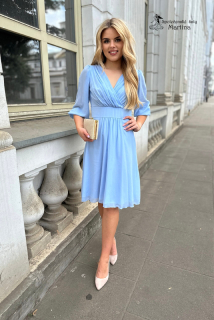 Světle modré lehké šifonové koktejlky "Maja" s ¾ rukávem