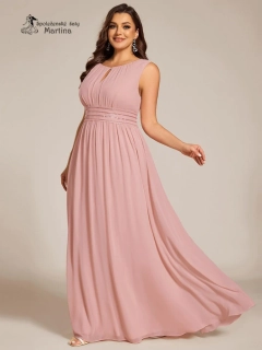 Starorůžové plus size společenské šaty "Cherry" s lodičkovým výstřihem