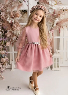 Dívčí pudrově růžové šatičky na vánoční focení či ke stromečku "Diana"