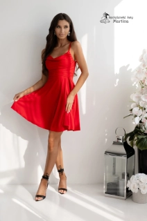 Krátké červené společenské šaty "Valeria" se šněrováním na zádech