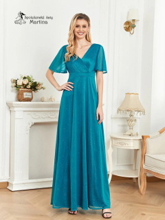 Tyrkysové mírně třpytivé společenské šaty "Britta"