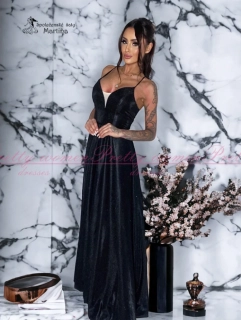 Černé brokátové maturitní šaty "Ania" na šněrování