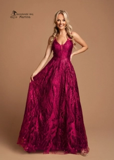 Fuchsiové třpytivé maturitní šaty "Elina" na širší ramínka 