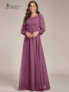 Šeříkové společenské šaty "Addie" s volnými rukávy 