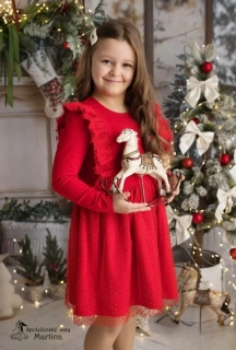 Dívčí červené šatičky na vánoční focení či ke stromečku "Elena"