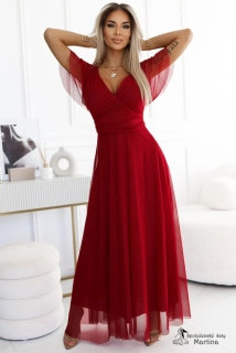 Vínové jemné tylové šaty "Nastia"