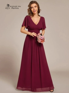 Dlouhé vínové šifonové šaty na šněrování "Jessica"