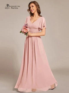 Dlouhé růžové šifonové šaty na šněrování "Jessica"