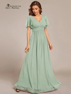 Dlouhé mintové šifonové šaty na šněrování "Jessica"
