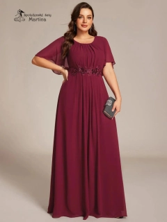 XXL vínové dlouhé šaty pro svatebního hosta, svědkyni, maminku svatby "Rosalinda"