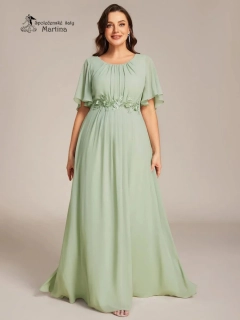 XXL pistáciové dlouhé šaty pro svatebního hosta, svědkyni, maminku svatby "Rosalinda"