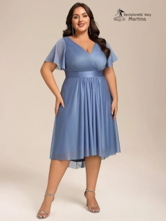 XXL staromodré lehké, mírně asymetrické šaty "Bonita" s krátkými rukávy
