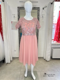 Lososově růžové krátké šaty s krajkovým topem "Nelli" - vel. 50