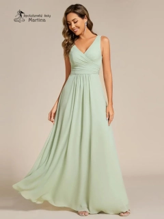 Světle zelené šaty pro družičku či svatební hostku na široká ramínka "Tara"
