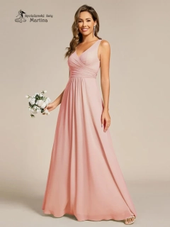 Světle růžové šaty pro družičku či svatební hostku na široká ramínka "Tara"