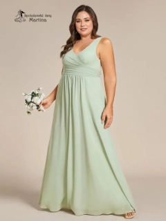 Světle zelené XXL šaty pro družičku či svatební hostku na široká ramínka "Tara"