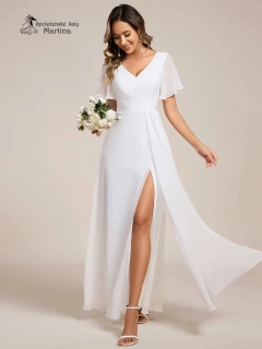 Elegantní svatební šaty s volnějším krátkým rukávem "Janine"