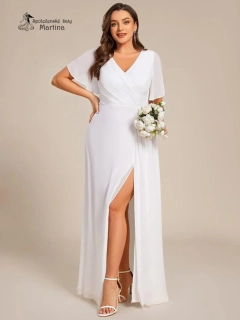 Elegantní svatební plus size šaty s volnějším krátkým rukávem "Janine"