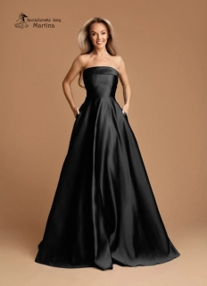 Černé maturitní saténové šaty "Alizee" na šněrování