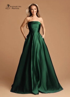 Lahvově zelené maturitní saténové šaty "Alizee" na šněrování