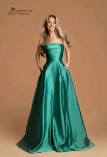 Tyrkysové maturitní saténové šaty "Alizee" na šněrování