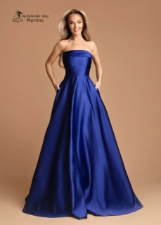 Královsky modré maturitní saténové šaty "Alizee" na šněrování
