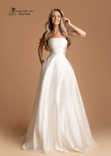 Bílé svatební saténové šaty či na věneček / do tanečních "Alizee" na šněrování