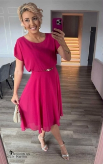Fuchsiové společenské šaty "Enor" s áčkovou sukní - vel. 48