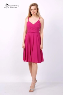 Fuchsiové krátké šaty do tanečních "Paloma" s dvojitými ramínky