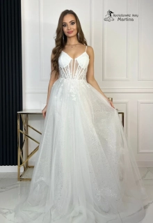 Luxusní bílé společenské / svatební šaty "Paradise" - vel. XXS