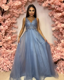 Staromodré tylové společenské šaty "Bartnisse" s krajkovým živůtkem a vzdušnou sukní - vel. 36