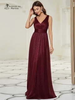 Dlouhé třpytivé vínové šaty "Parma"