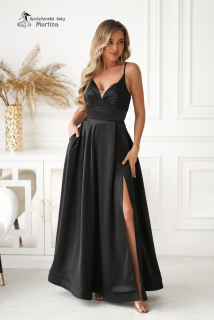 Černé společenské šaty "Eleven" se šněrováním na zádech a mírným leskem