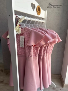 Krátké růžové společenské šaty "Nella" s hladkou áčkovou sukní