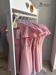 Krátké růžové společenské šaty "Nella" s hladkou áčkovou sukní - vel. 128
