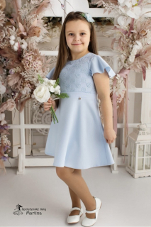 Krátké světle modré společenské šaty "Nella" s hladkou áčkovou sukní - vel. 146