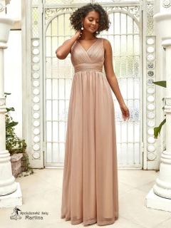 Dlouhé třpytivé béžovo-zlaté šaty "Parma"